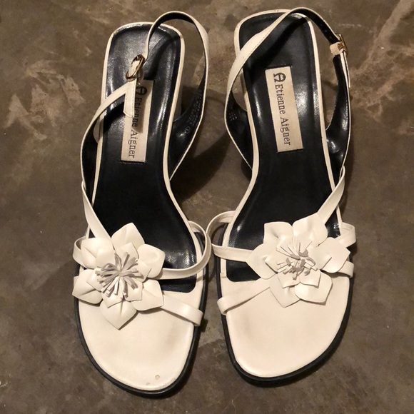 Shoes - ETIENNE AIGNER white flower heels